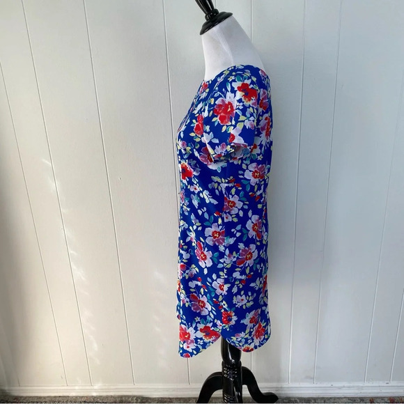 Yumi Kim Blue Floral Shift Dress Size Medium Exposed Zip Love Potion Mini #DR710 - Picture 13 of 15